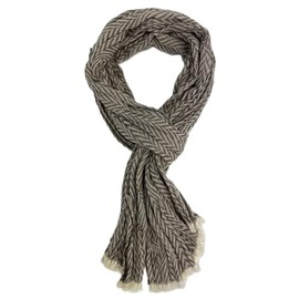 Rotfuchs Cotton Scarf Women's Scarf Men's Scarf Crinkled Look Herringbone Pattern Thin in Brown White Made in Germany, Brown White
