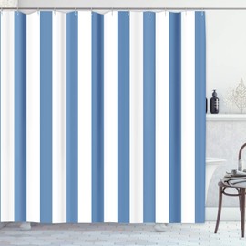 Emvency Shower Curtain Abstract Classic Blue and White Stripe Graphic Modern Waterproof Polyester Fabric 72 x 72 inches Set with Hooks
