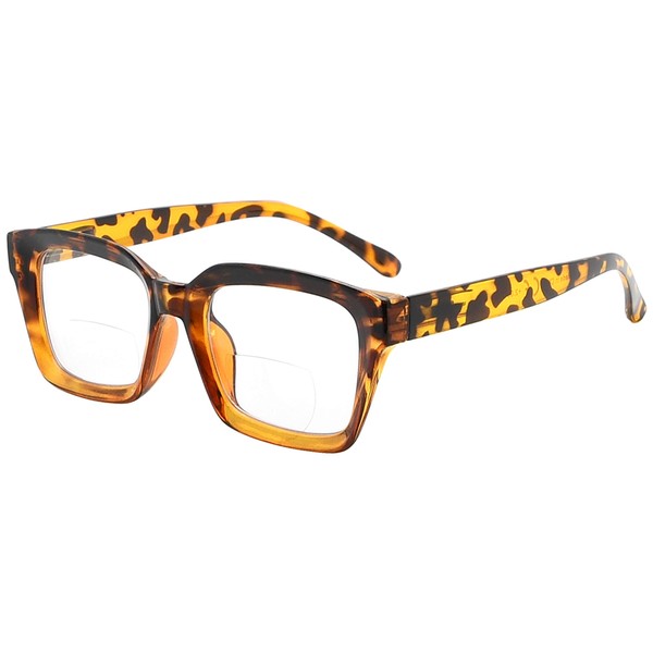 Eyekepper Bifocal Reading Glasses Women Stylish Bifocal Readers Clear Lens Oversize - Tortoise +2.50