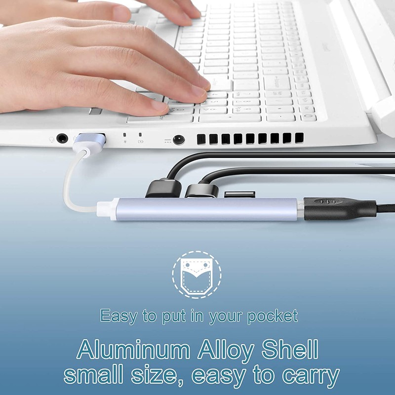 BuFan Hub USB 3.0, Ultradelgado Convertidor 4 en 1 Velocidad