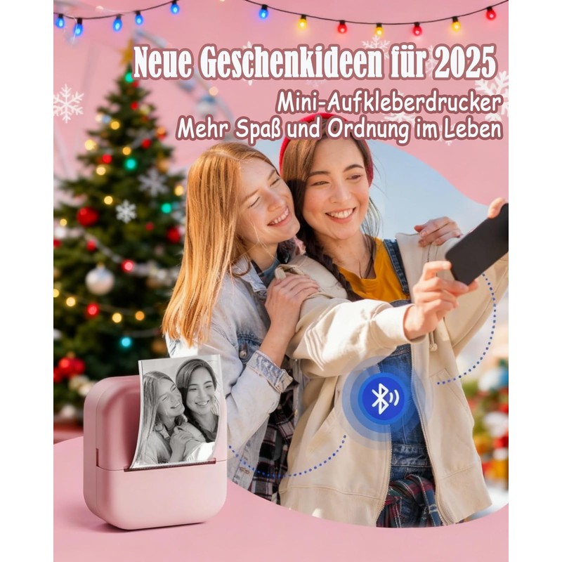 Mini Sticker Printer for Smartphone, Bluetooth Thermal Printer 203DPI Pocket