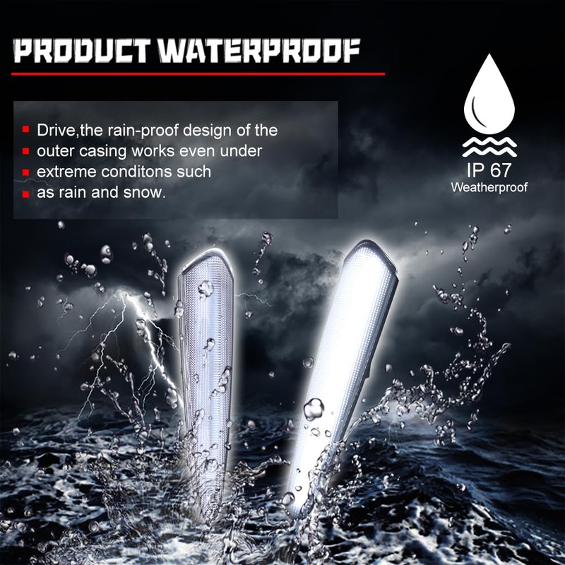 GTINTHEBOX Clear Lens White LED Rear Side Marker Lights for