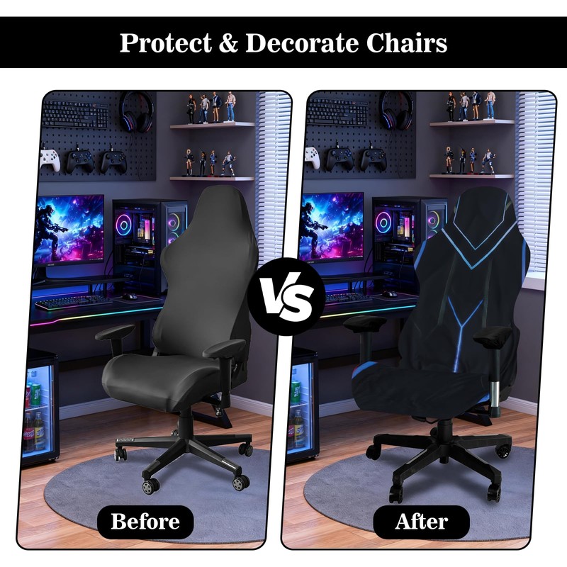 Yilnlg 4Pcs Stretch Gaming Chair Cover Breathable Washable Protective Cover