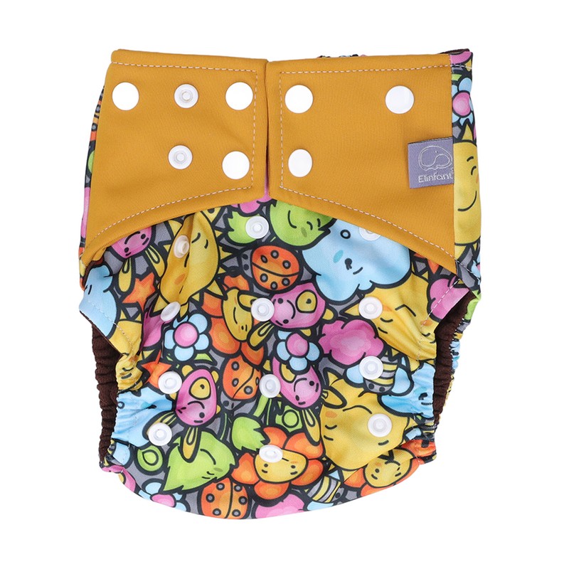 2pcs Cloth Diapers 6 Layer Structure Washable Reusable Elastic Waistband