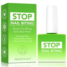 STOP Nail Biting Treatment, Natural Bitter Formula with Coptis & Bitter Melon, Quick-Dry Polish for Kids & Adults, 15ml Anti-Bite Solution, Break Bad Habit & Protect Nails.
