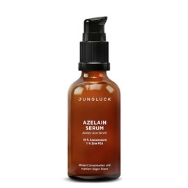JUNGLÜCK Azelain Serum - Vegan | Soothing Face Serum for Acute Soothing Impurities & Redness | Visibly Frosted Oily Shine with Natural Azelaic Acid, Vitamin C and Organic Aloe Vera