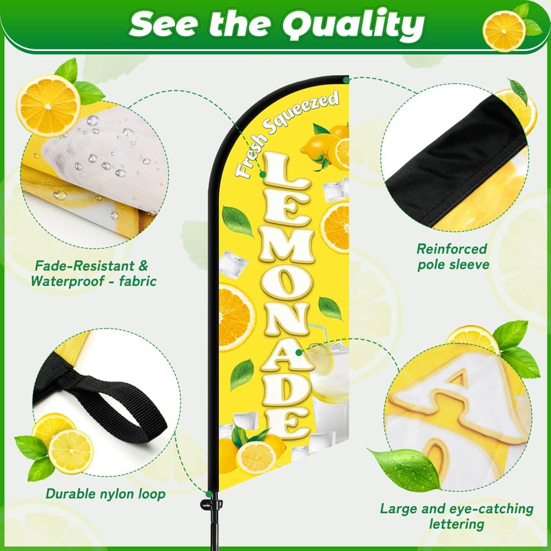 Lemonade Feather Flag With Pole Kit - 2 Pcs 8.2Ft