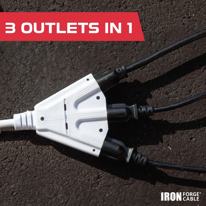 Iron Forge Cable 10ft White Outdoor Extension Cord with 3