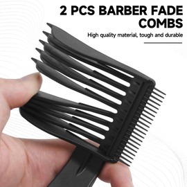 2 Pcs Fade Comb, Barber Fade Comb, Uitable for Home, Salon Use, Compatible With all Hair Clippers Barber Accessories, Randomly Distribute the Head Rope or Hair Loop (Grey Black)