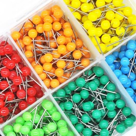 MABAHON 1000PCS Map Push Pins With Coloured Heads, Multi-Colored Thumb Tacks, Cork Board Pins,Decorative Map Tacks with Steel Points for World Map, Cork Board,Fabric Marking