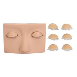 Lash Mannequin, Lash Extension Practice Kit with 3 Pairs of Removable Lash Practice Eyelids, Eyelash Extension Training Kit for Beginners Reusable Makeup Training Supplies (Color