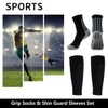 Athletic Grip Socks and Shin Guard Sleeves Set for Soccer,