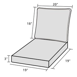 INFBLUE Deep Seat Cushions, Outdoor Cushions, Patio Furniture Cushions, Deep Seat & Back Cushion Patio Cushions with Rmoveable Cover for Backyard Couch Sofa Fade Resistant (19x19x3 in, Black)