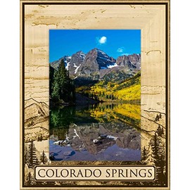 Saddle Mountain Souvenir Colorado Springs Laser Engraved Wood Picture Frame Portrait (4 x 6)