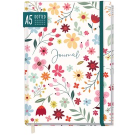 paper&you® Bullet Journal Dotted A5 with Elastic Band "Wild Flower" 156 Pages, Dotted Notebook, Diary - Sustainable and Climate Friendly