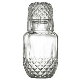 Juego de jarra de agua y cristal vintage para mesita de noche de dormitorio, juego de jarra de agua de vidrio nocturno (540ml/18oz) (18oz & Patrón de diamante)
