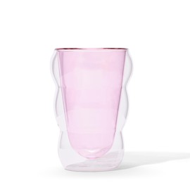Teaspressa Glass Cloud cups 12 oz Double Wall Insulated Glass Cups - heat-resistant borosilicate glass -perfect for iced teas, lattes, and all your favorite sips (Pink)