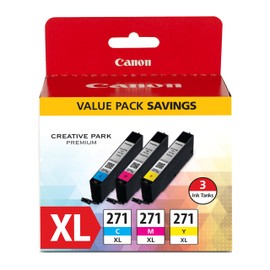 Canon CLI-271XL Genuine Three Color Value Pack, Compatible with MG6820, MG6821, MG6822, MG5720, MG5721, MG5722, MG7720, TS5020, TS6020, TS8020, and TS9020 (Optional) Printers