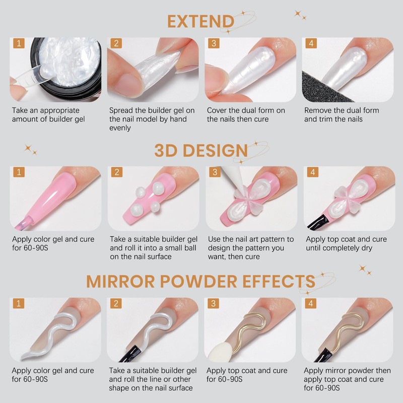 SUPWEE Solid Builder Gel, Pearl White 3D Sculpture Gel Nail