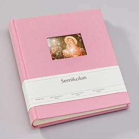 Semikolon 360348 Photo Album Medium Finestra – 21.6 x 25.5 cm – 80 Pages Cream Coloured, for 160 Photos – Flamingo Pink