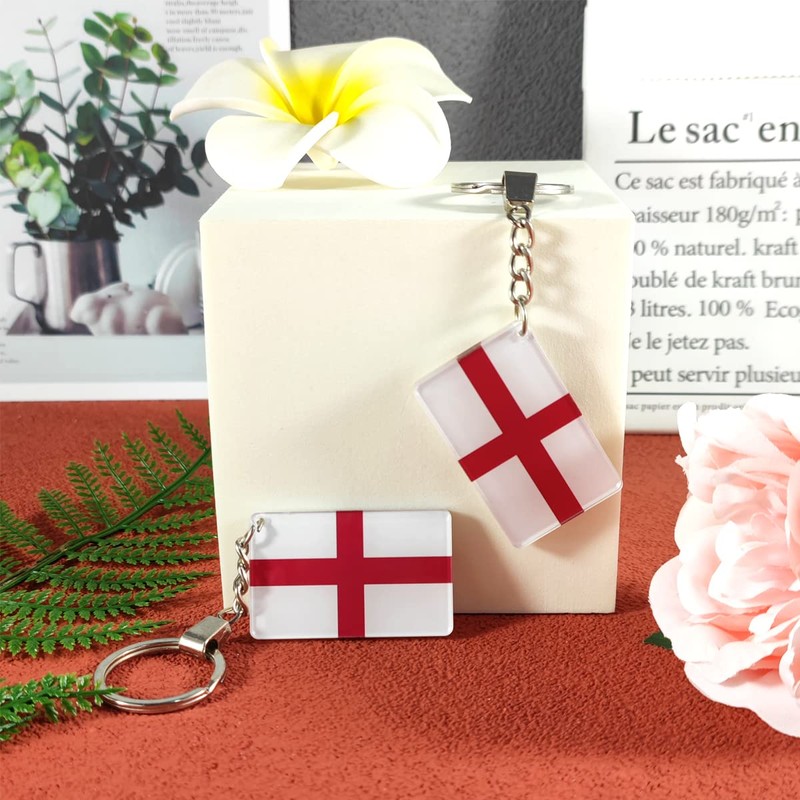 QQSD England Flag Keychain English Key Ring, 2 Pack