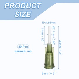 PATIKIL 14G Plastic Dispensing Needles, 30 Pcs Blunt Tips Luer Lock Glue Needle Tube with PP Flexible Tips for Liquid Glue Inks Industry Experiment, Dark Green