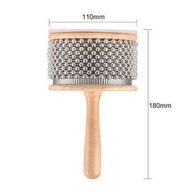 Nurdo Wooden Cabasa Percussion Musical Instrument Metal Beaded Chain&Cylinder Pop Hand Shaker for Classroom Band Medium Size