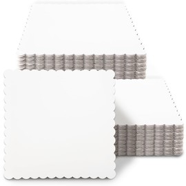 qiqee White 12 Inch Wave Cake Boards 15-Packs Squares Base Food-Grade Cardboard Wave Cake Plate（Thinner But Stronger）