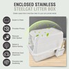 LISPOO XL Stainless Steel Enclosed Cat Litter Box with Lid