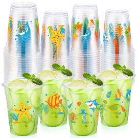 Yaomiao 50 Sea Animal Cups - 12 oz Disposable Plastic Ocean Drinking Cups for Birthday, Baby Shower, Bridal Shower, Bachelorette Party Decoration
