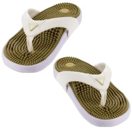 Kenkoh Premium Acupressure And Reflexology Massage Slippers For Men And Women Japanese Technology Flip-Flop Foot Massaging Arch Support Slipper (White, 8 Women/7 Men)