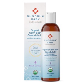 Shoosha Organic Calendula Oil French Lavender, for Babies, Real Calendula Oil, Calendula Massage Oil Moisturizer, Hypoallergenic, Gluten-Free, 100% Biodegradable