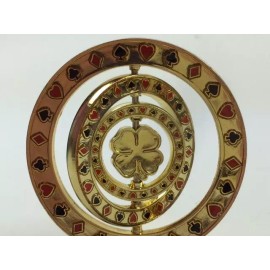 Triple 4 Leaf Clover Spinner Suited Card Guard Poker Hand Protector Metal NEW