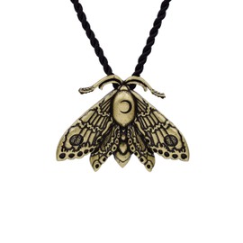 SanLan Death Head Moth Pendant Necklace Wicca Jewelry Goth Moth And The Moon (1-bronze)