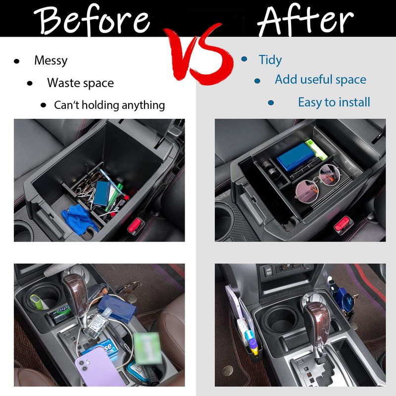 JDMCAR 2PCS Upgrade Gear Shift Organizer Tray and Center Console