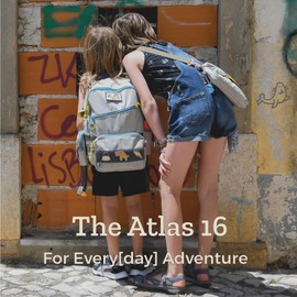 PIRIC Atlas 16 Kids Backpack - Customizable Recycled Polyester Outdoor, School, & Travel Bag for Children Ages 5-12 (Adriatic Blue | ROAR!)