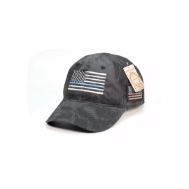 Kryptek Thin Blue Line Gray Flag KRYPTEK Typhon American Flag Cap Hat Law Enforcement