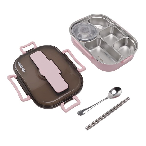 Stainless Steel Lunch Box Stainless Steel Soup Bowl Children Stainless Steel Lunch Box (Pink)