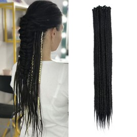 20 Inch 20 Strands/Pack Synthetic Dreadlocks Extensions Thin 0.6cm Crochet Braided Hair Soft Dreads Single Ended Dreadlocks Reggae Hip-Hop Hippie Style, Black
