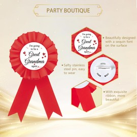 Great Grandma To Be Tinplate Badge Pin, Red Rosette Baby Shower Button Pin, Gender Reveal Badge Pin for Grandparents, Grandma Again Brooch Buttons for Newborn Baby/Welcome Baby Party to Wear