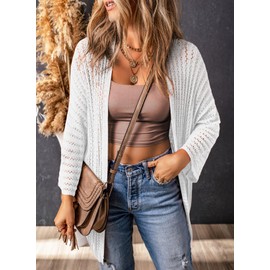 Dokotoo Vacation Outfits Resort Wear for Women 2025 Spring Summer Fashion Cardigan Sweaters Lightweight Cardigan Dressy Casual Crochet Beach Clothes Clothing Bathing Suit Cover Up White