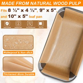 Webake Unbleached Parchment Paper Loaf Pan Liners for Baking Bread 9x5, 1lb 1.5lb 2lb, Original Precut, Non Toxic 100 Pcs Baking Paper