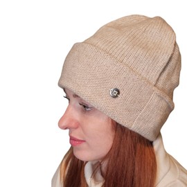 Winter Merino Wool Beanie for Women - Soft Merino Wool and Cotton Blend, Ladies Wooly Winter Hat - Comfortable, Warm and Breathable Winter Hat, Beige