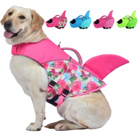 Dog Life Jacket High Buoyancy, Reflective Adjustable Dog Life Vest for Swimming Boating with Rescue Handle, Ripstop Puppy Swim Safety Vest Pet Life Preserver Lifesaver for Small Medium Large Dog (M)