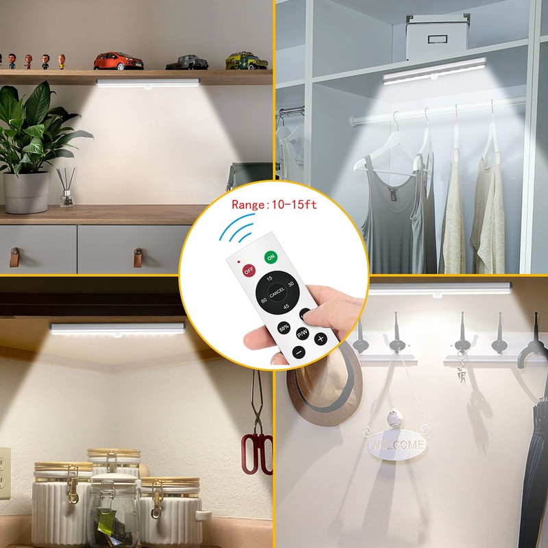 Remote Control Under Cabinet Lighting Wireless 6 Pack, 20-LED Dimmable