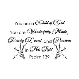 Family Wonderfully Made Uplifting Quote Wall Decal Decoration Psalm 139 Bible Verse Religious Quotes You are A Child of God Lasts Years and Easily Removable - Size: 10 in(W) x 6 in(H)
