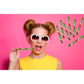 Fruidles Swirl Candy Cane Sticks Suckers, Old-Fashioned Multicolored Lollisticks, Individually Wrapped, 5.3/4" Inch, 0.75 oz each, 12-Pack (Watermelon Patch)