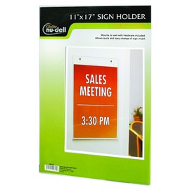 NuDell 38017Z Clear Plastic Sign Holder, Wall Mount, 11 x 17