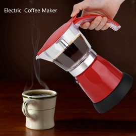 Aluminum Alloy Electric Coffee Pot, Electric Moka Pot, for Home for Office Making Coffee(red)