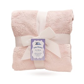 eYone Receiving Warm Fleece Baby Blanket and Fluffy Embossed for Babies from Newborn (light pink)